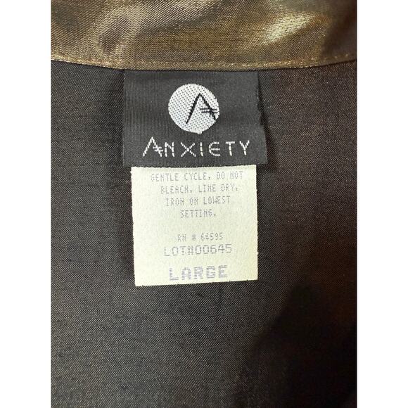 Vintage 90’s “Anxiety” Metallic Gold Iridescent Fitted Ladies Button-Down Blouse - Picture 5 of 5